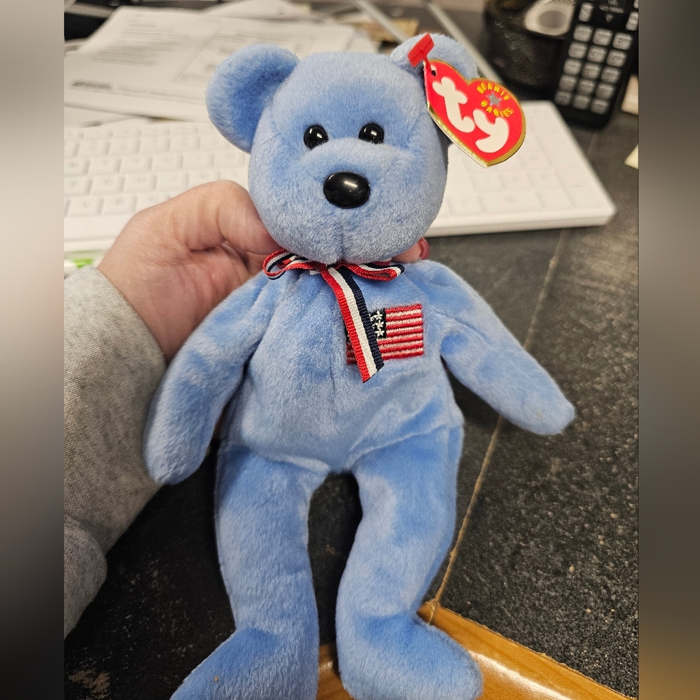 TY Blue Teddy Bear Plush Toy